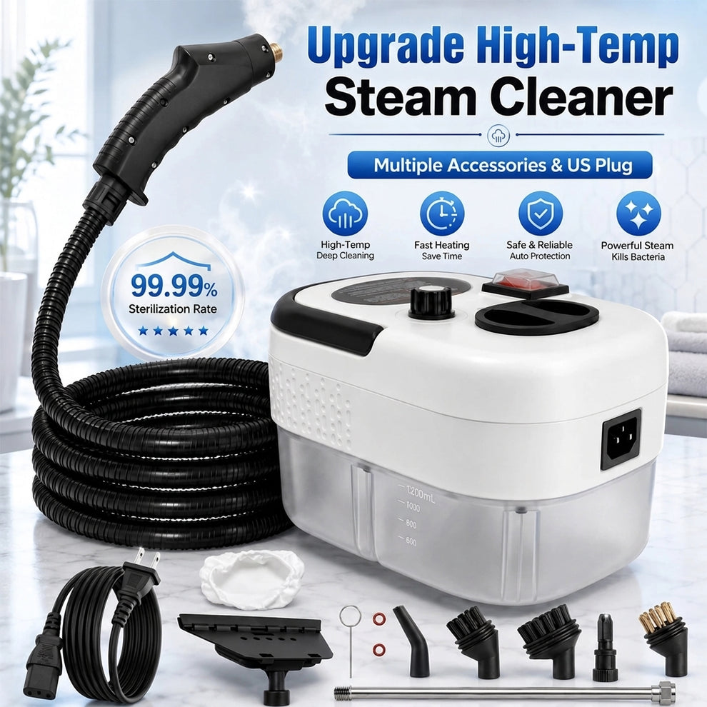 Handheld steam cleaner with all included accessories