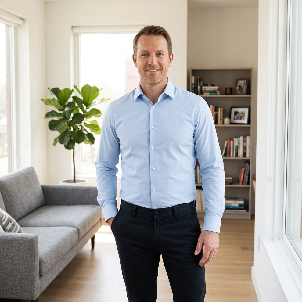 AdgYes worn invisibly under a buttoned shirt, sitting smooth and flat
